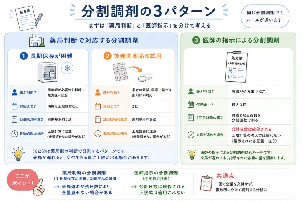 分割調剤の3パターン